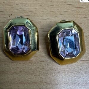 Gold and Lavender Crystal Earrings